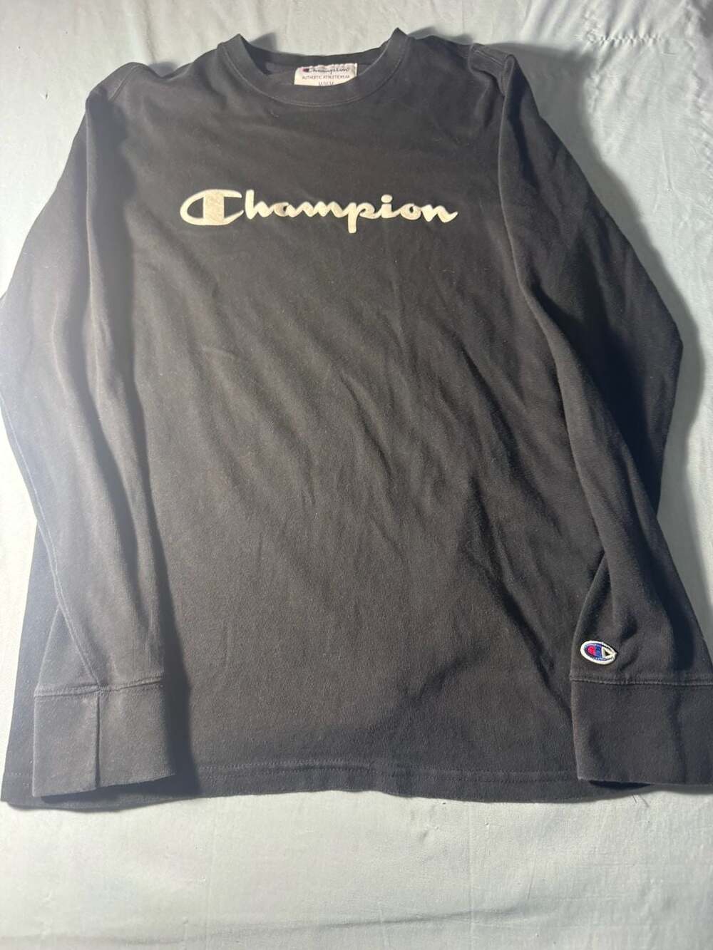 Champion Script Logo Long Sleeve Size M Black